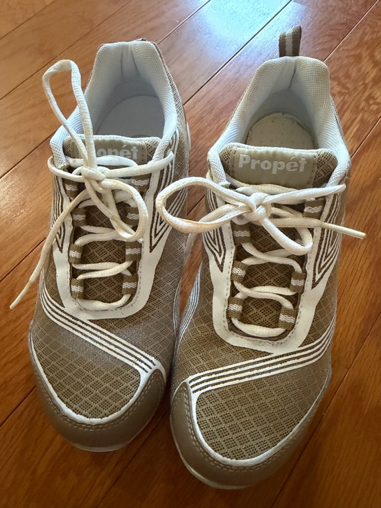 Propet Shoes - Propet Brown White Mesh Athletic Walking Sneakers Womens 6 Extra Wide 4E